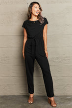 Load image into Gallery viewer, Boat Neck Short Sleeve Jumpsuit with Pockets