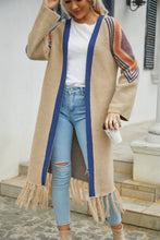 Load image into Gallery viewer, Geometric Fringe Hem Open Front Duster Cardigan