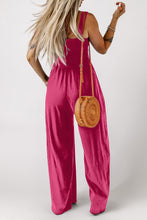 Load image into Gallery viewer, Smocked Square Neck Wide Leg Jumpsuit with Pockets