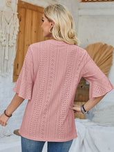 Load image into Gallery viewer, Eyelet Notched Half Sleeve T-Shirt