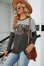 Load image into Gallery viewer, Leopard Striped Round Neck T-Shirt