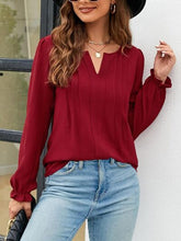 Load image into Gallery viewer, Notched Flounce Sleeve Blouse