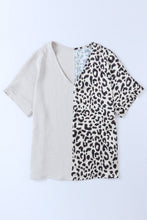 Load image into Gallery viewer, Leopard Color Block V-Neck Blouse