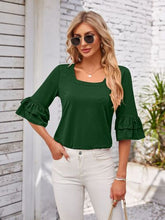 Load image into Gallery viewer, Ruffled Suqare Neck Half Sleeve Blouse