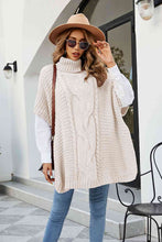 Load image into Gallery viewer, Cable-Knit Turtleneck Slit Sweater