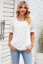 Load image into Gallery viewer, Smocked Square Neck Short Sleeve T-Shirt