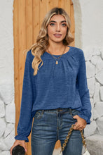 Load image into Gallery viewer, Ruched Round Neck Flounce Sleeve T-Shirt