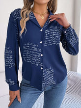 Load image into Gallery viewer, Letter Printed Button Up Long Sleeve Blouse