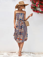 Load image into Gallery viewer, Printed Strapless Tie Belt Dress