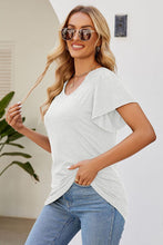 Load image into Gallery viewer, Smocked Round Neck Flutter Sleeve T-Shirt