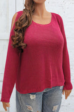Load image into Gallery viewer, Plus Size Cold Shoulder Round Neck Sweater