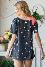 Load image into Gallery viewer, Heimish Full Size Star Print Asymmetrical Neck Short Sleeve Top