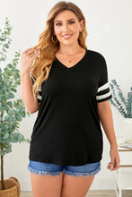 Load image into Gallery viewer, Plus Size Striped V-Neck Tee Shirt