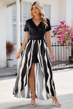 Load image into Gallery viewer, Smocked High-Low Printed Surplice Dress