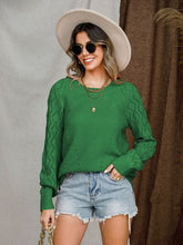 Load image into Gallery viewer, Openwork Round Neck Raglan Sleeve Sweater