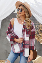 Load image into Gallery viewer, Plaid Button Up Dropped Shoulder Jacket