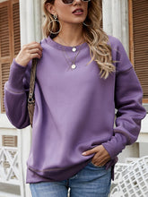 Load image into Gallery viewer, Dropped Shoulder Slit Sweatshirt