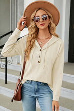 Load image into Gallery viewer, Drawstring Half Button Long Sleeve Hoodie
