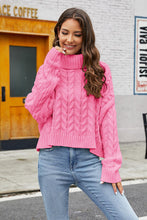 Load image into Gallery viewer, Turtleneck Cable-Knit Long Sleeve Sweater