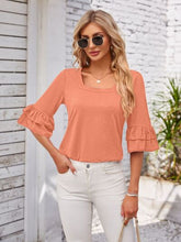 Load image into Gallery viewer, Ruffled Suqare Neck Half Sleeve Blouse