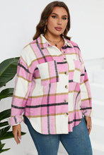 Load image into Gallery viewer, Plaid Button Up Dropped Shoulder Jacket