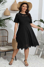 Load image into Gallery viewer, Plus Size Round Neck Openwork Dress