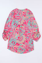 Load image into Gallery viewer, Plus Size Printed Notched Long Sleeve Blouse