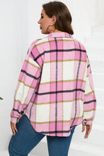 Load image into Gallery viewer, Plaid Button Up Dropped Shoulder Jacket