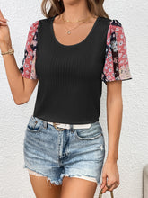 Load image into Gallery viewer, Printed Puff Sleeve Round Neck Tee