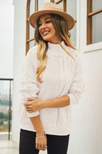 Load image into Gallery viewer, Cable-Knit Turtle Neck Long Sleeve Sweater