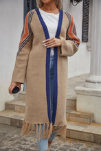 Load image into Gallery viewer, Geometric Fringe Hem Open Front Duster Cardigan
