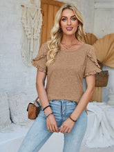 Load image into Gallery viewer, Frill Round Neck Petal Sleeve Blouse