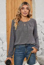 Load image into Gallery viewer, Ruched Round Neck Flounce Sleeve T-Shirt
