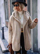 Load image into Gallery viewer, Open Front Ribbed Hooded Coat