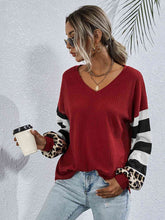 Load image into Gallery viewer, Leopard Striped Waffle-Knit Top