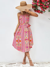 Load image into Gallery viewer, Printed Strapless Tie Belt Dress