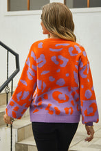 Load image into Gallery viewer, Leopard Round Neck Dropped Shoulder Sweater