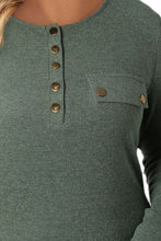 Load image into Gallery viewer, Plus Size Half Snap Long Sleeve T-Shirt