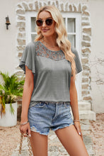 Load image into Gallery viewer, Spliced Lace Flutter Sleeve Top