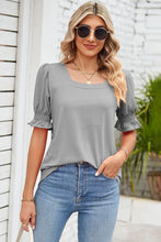 Load image into Gallery viewer, Smocked Square Neck Short Sleeve T-Shirt