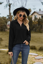 Load image into Gallery viewer, Collared Neck Cable-Knit Long Sleeve Blouse