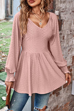 Load image into Gallery viewer, Peplum V-Neck Long Sleeve Blouse
