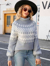 Load image into Gallery viewer, Turtleneck Lantern Sleeve Sweater