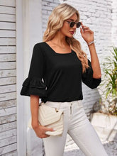 Load image into Gallery viewer, Ruffled Suqare Neck Half Sleeve Blouse