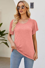 Load image into Gallery viewer, Smocked Round Neck Flutter Sleeve T-Shirt