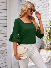 Load image into Gallery viewer, Ruffled Suqare Neck Half Sleeve Blouse