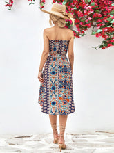 Load image into Gallery viewer, Printed Strapless Tie Belt Dress