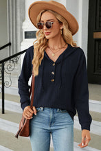 Load image into Gallery viewer, Drawstring Half Button Long Sleeve Hoodie