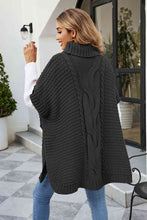Load image into Gallery viewer, Cable-Knit Turtleneck Slit Sweater