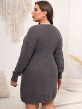 Load image into Gallery viewer, Plus Size Dropped Shoulder Long Sleeve Knit Mini Dress